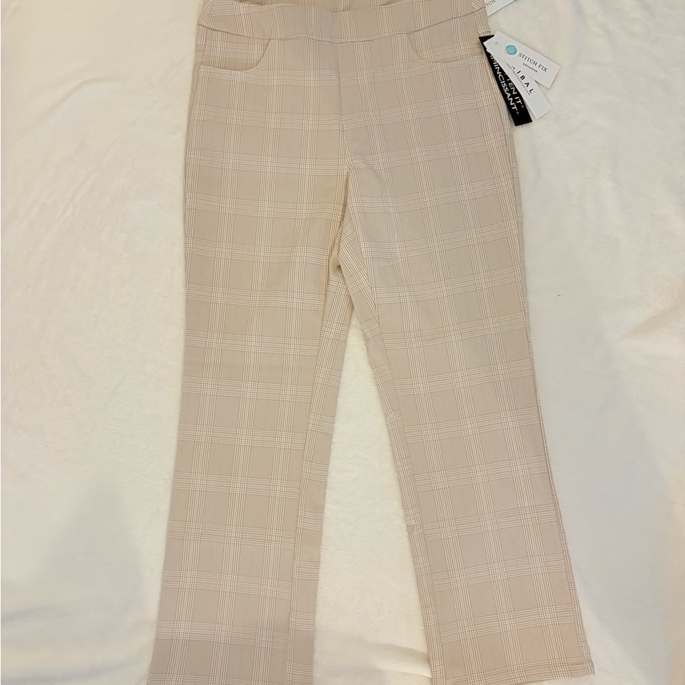 Tribal Light Beige Plaid Trousers